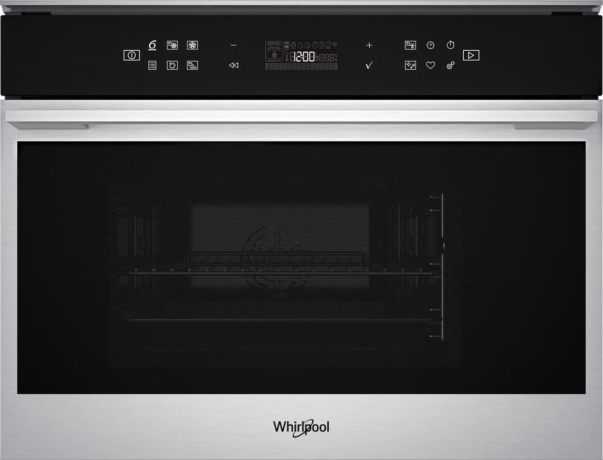 Whirlpool W7 MS450 29 l A Zwart, Gesatineerd staal