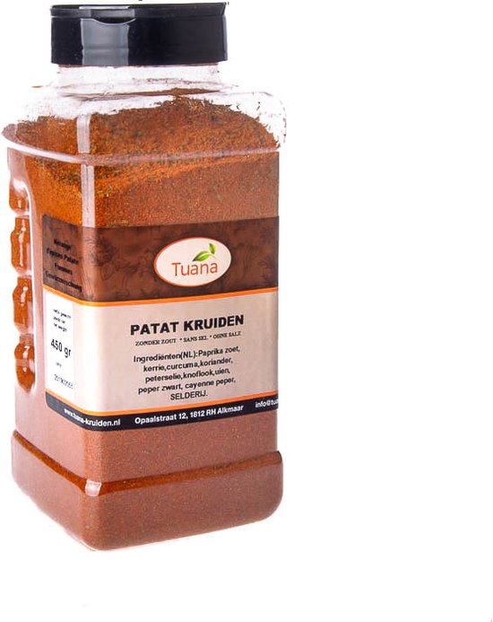 Tuana Kruiden - Patat / Frites Kruiden Zonder Zout - Strooibus 450 Gram - GP-P-0005