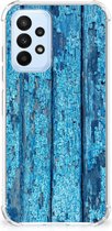 Shockproof Case Geschikt voor Samsung Galaxy A23 Telefoonhoesje met doorzichtige rand Wood Blue
