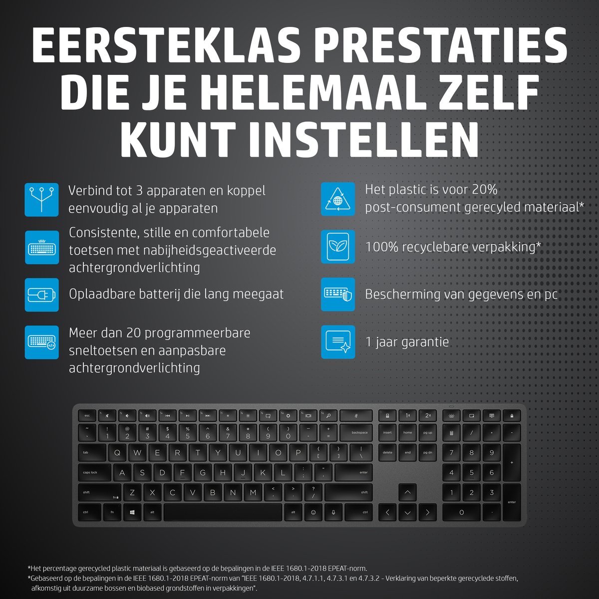 HP 975 Dual-Mode Draadloos Toetsenbord Zwart QWERTY