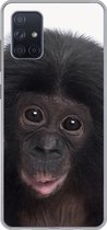 Geschikt voor Samsung Galaxy A51 hoesje - Aap - Chimpansee - Portret - Kinderen - Jongens - Meisjes - Siliconen Telefoonhoesje