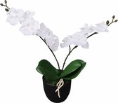 vidaXL - Kunstplant - orchidee - met - pot - 30 - cm - wit