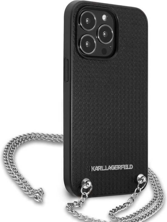 Coque arrière pour iPhone 13 Pro Max - Karl Lagerfeld - Zwart uni - Similicuir