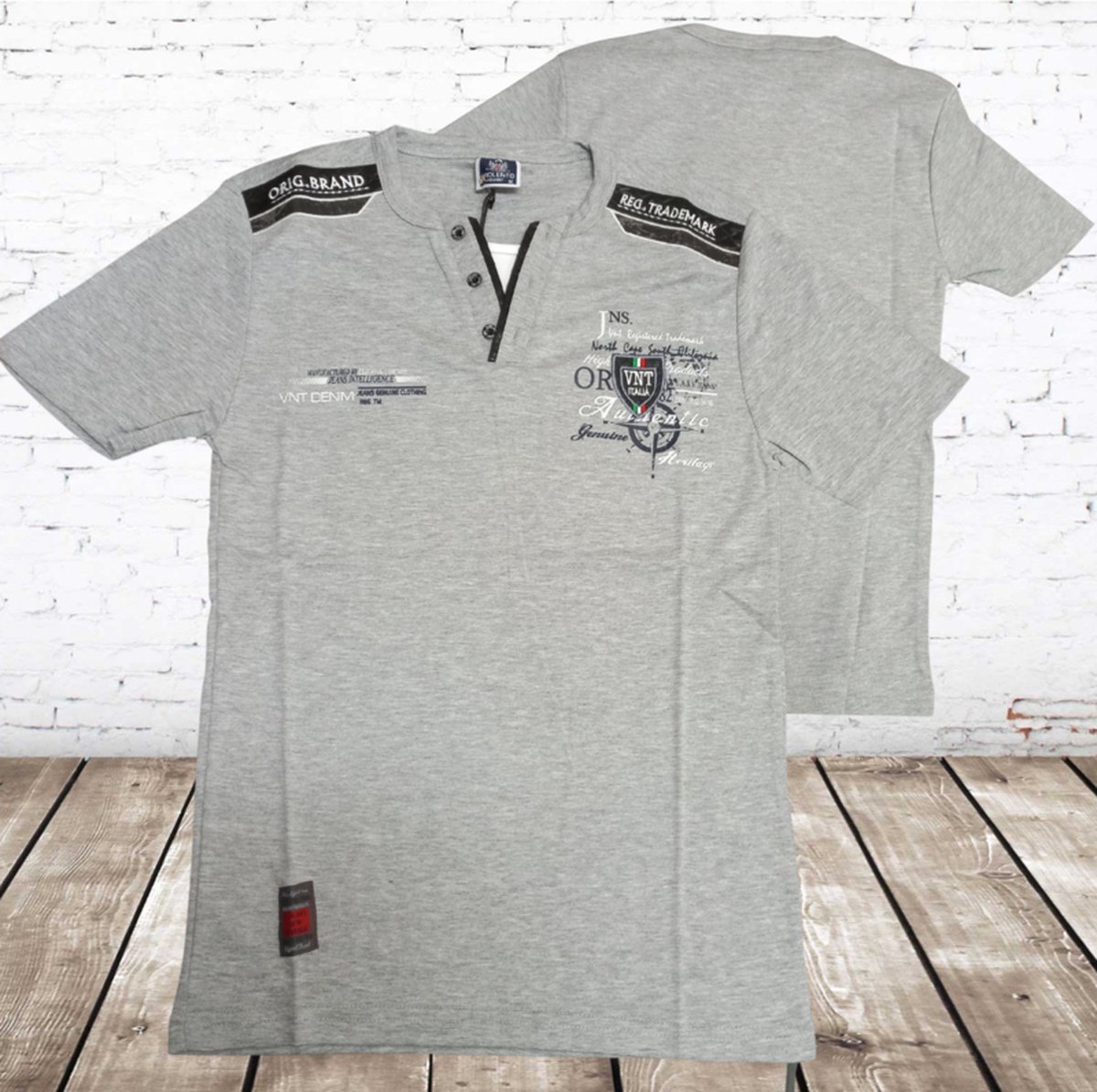 Grijs herenshirt DNM -Violento-M-t-shirts heren