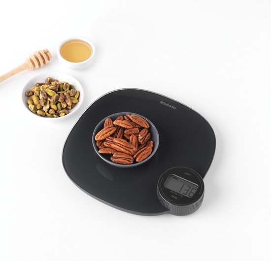 Brabantia Tasty+ Keukenweegschaal Digitaal - geen Batterij nodig - Dark Grey