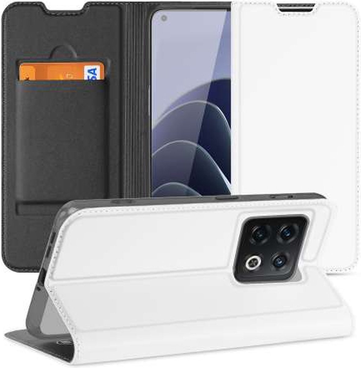 Bookcase OnePlus 10 Pro Telefoonhoesje Wit met Pasjehouder