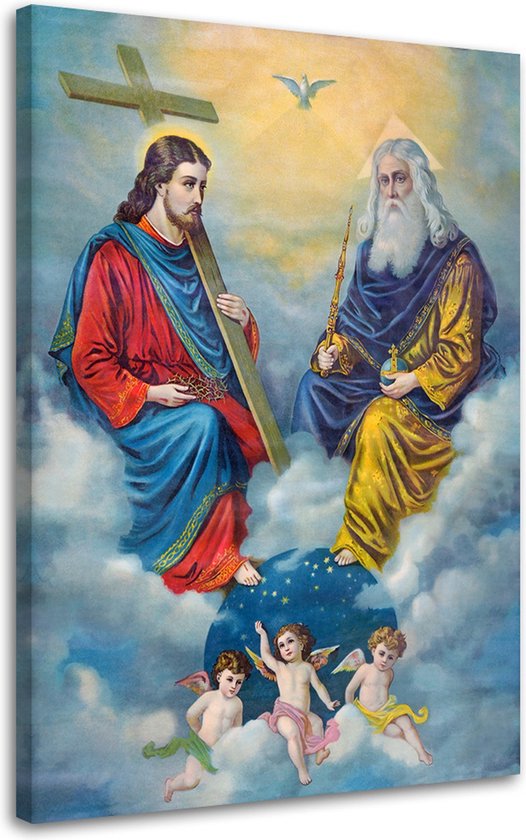 Trend24 - Canvas Schilderij - Holy Trinity - Schilderijen - Reproducties - 70x100x2 cm - Blauw