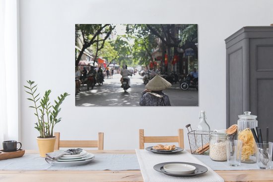 Canvas Schilderij De Old Quarter van Hanoi - 120x80 cm - Wanddecoratie