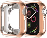 By Qubix Siliconen case 38mm - Rosé goud - Geschikt voor Apple Watch 38mm hoesje - screenprotector - Bescherming iWatch - Bescherm hoesje