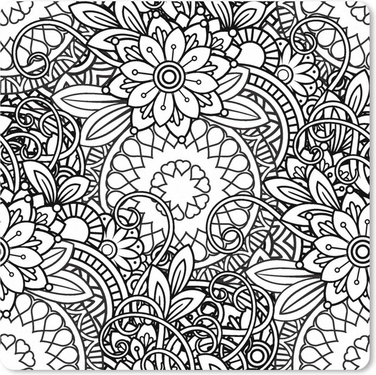 Muismat XXL 50x50 cm - Bureau onderlegger - Bureau mat Mandala - Zentangle - Patroon - Bureaumat - Gaming mousepad xl - Bureaulegger groot - Computer deskmat
