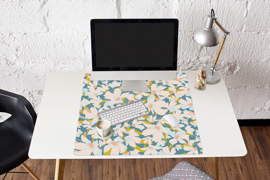 Muismat XXL 80x80 cm - Bureau onderlegger - Bureau mat Flora - Bloemen - Lente - Bureaumat - Gaming mousepad xl - Bureaulegger groot - Computer deskmat