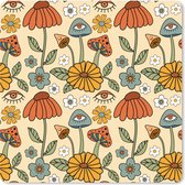 Muismat XXL - Bureau onderlegger - Bureau mat - Patronen - Vintage - Bloemen - Ogen - 80x80 cm - XXL muismat