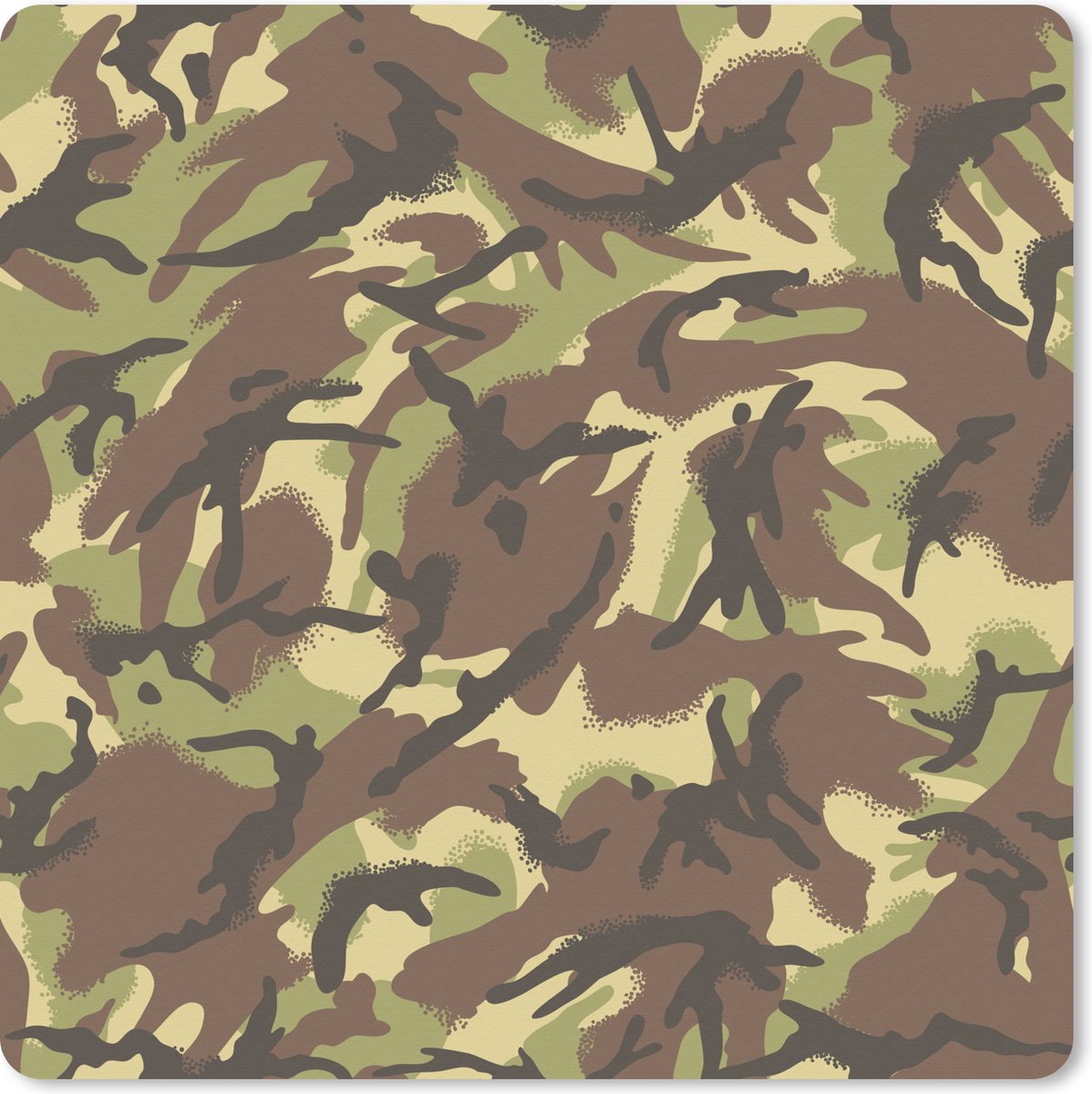 Muismat XXL 50x50 cm - Bureau onderlegger - Bureau mat Camouflage patroon in natuurlijke kleuren - Bureaumat - Gaming mousepad xl - Bureaulegger groot - Computer deskmat