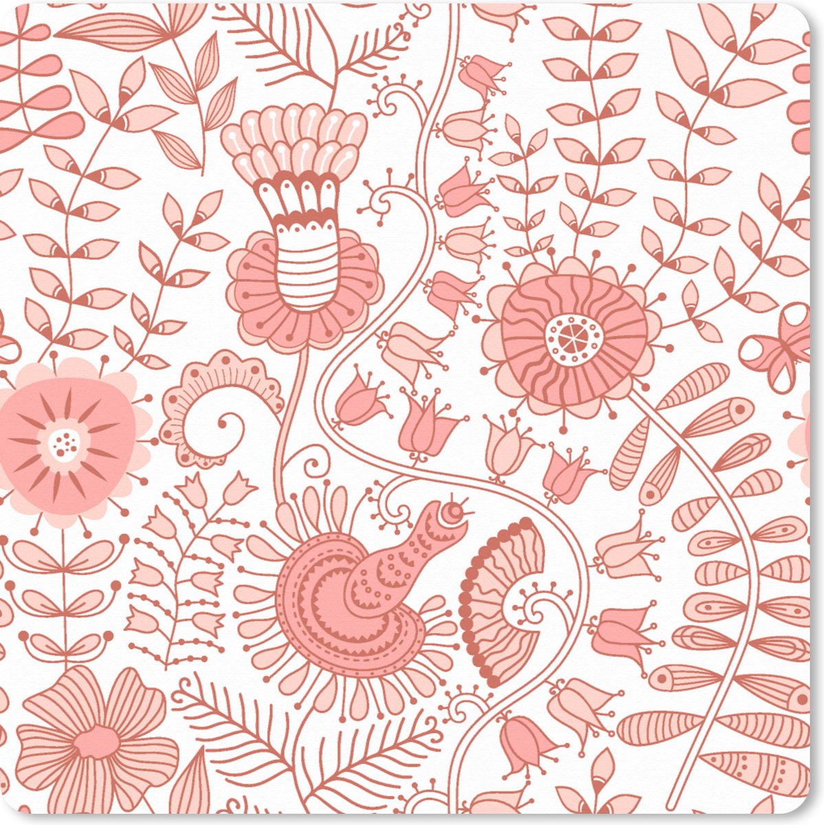 Muismat XXL 60x60 cm - Bureau onderlegger - Bureau mat Bloemen - Patronen - Pastel - Bureaumat - Gaming mousepad xl - Bureaulegger groot - Computer deskmat