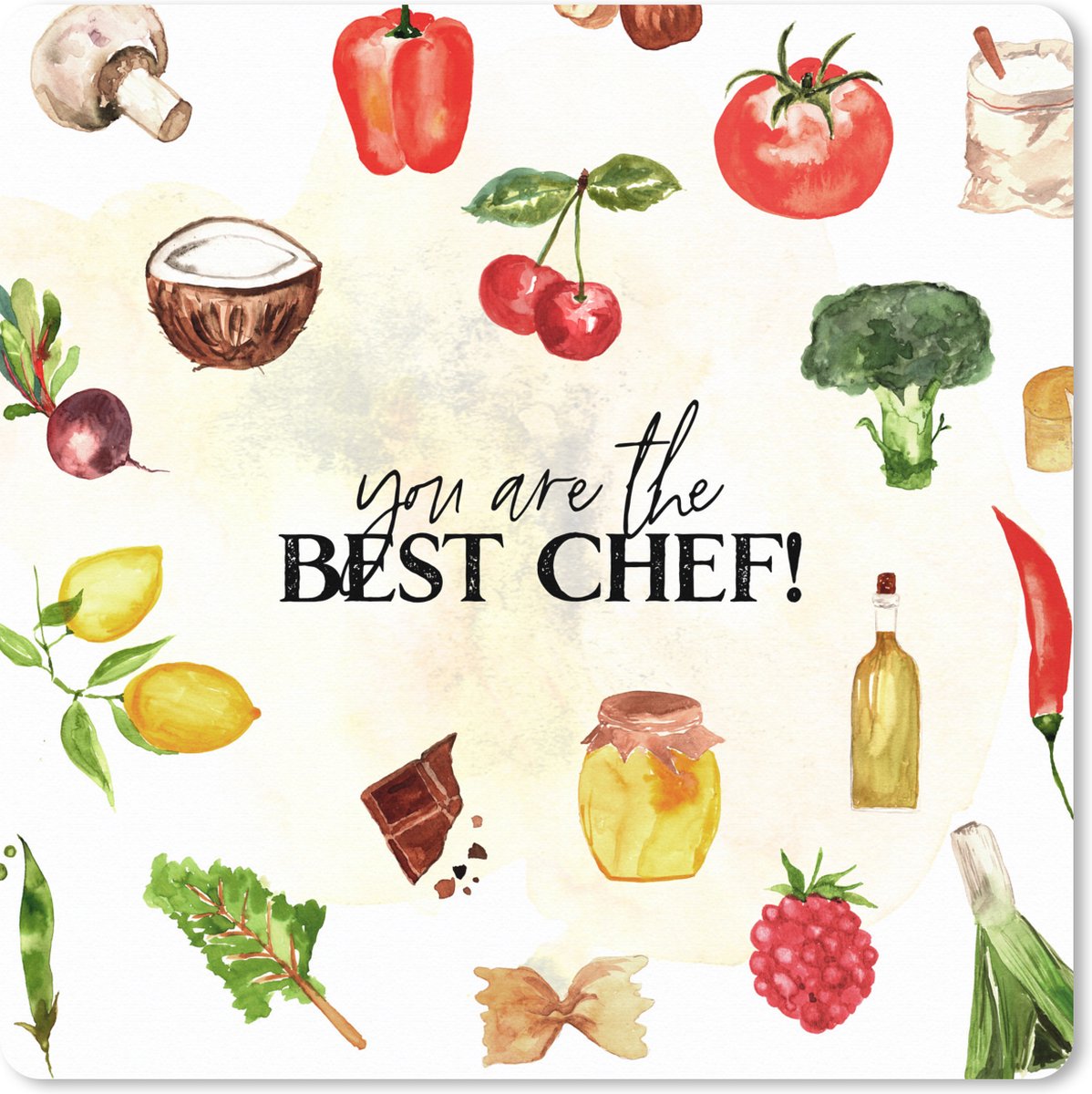 Muismat XXL 50x50 cm - Bureau onderlegger - Bureau mat Tekst - You are the best chef - Koken - Eten - Kok - Keuken - Hobby - Spreuken - Bureaumat - Gaming mousepad xl - Bureaulegger groot - Computer deskmat
