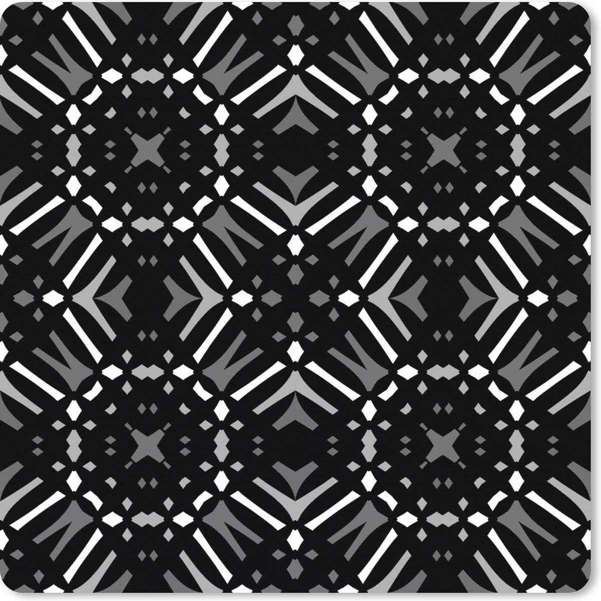 Muismat XXL 80x80 cm - Bureau onderlegger - Bureau mat Patroon - Zwart Wit - Geometrie - Bureaumat - Gaming mousepad xl - Bureaulegger groot - Computer deskmat