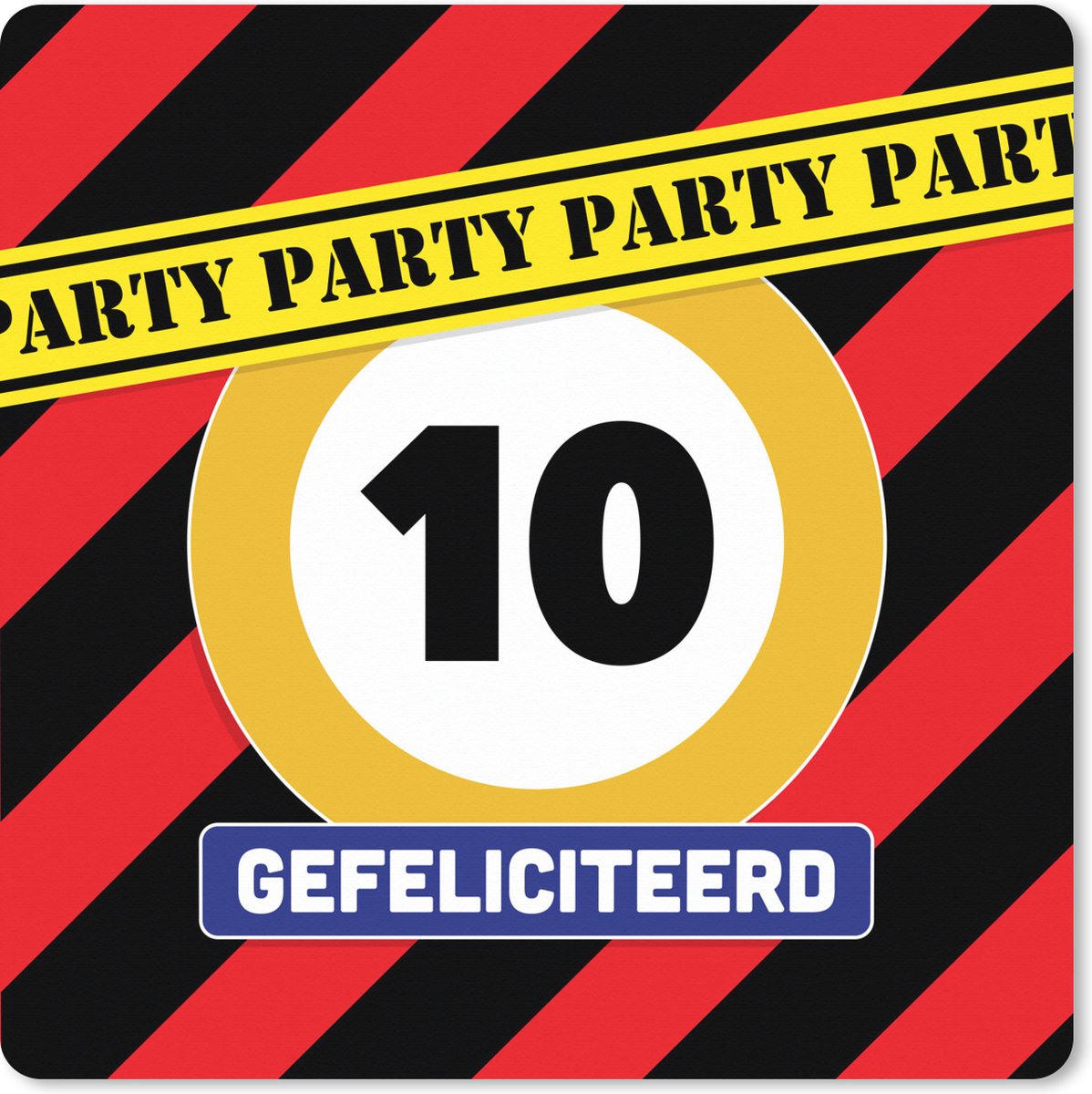 Muismat XXL 60x60 cm - Bureau onderlegger - Bureau mat Jubileum - Verjaardag - 10 Jaar - Bureaumat - Gaming mousepad xl - Bureaulegger groot - Computer deskmat