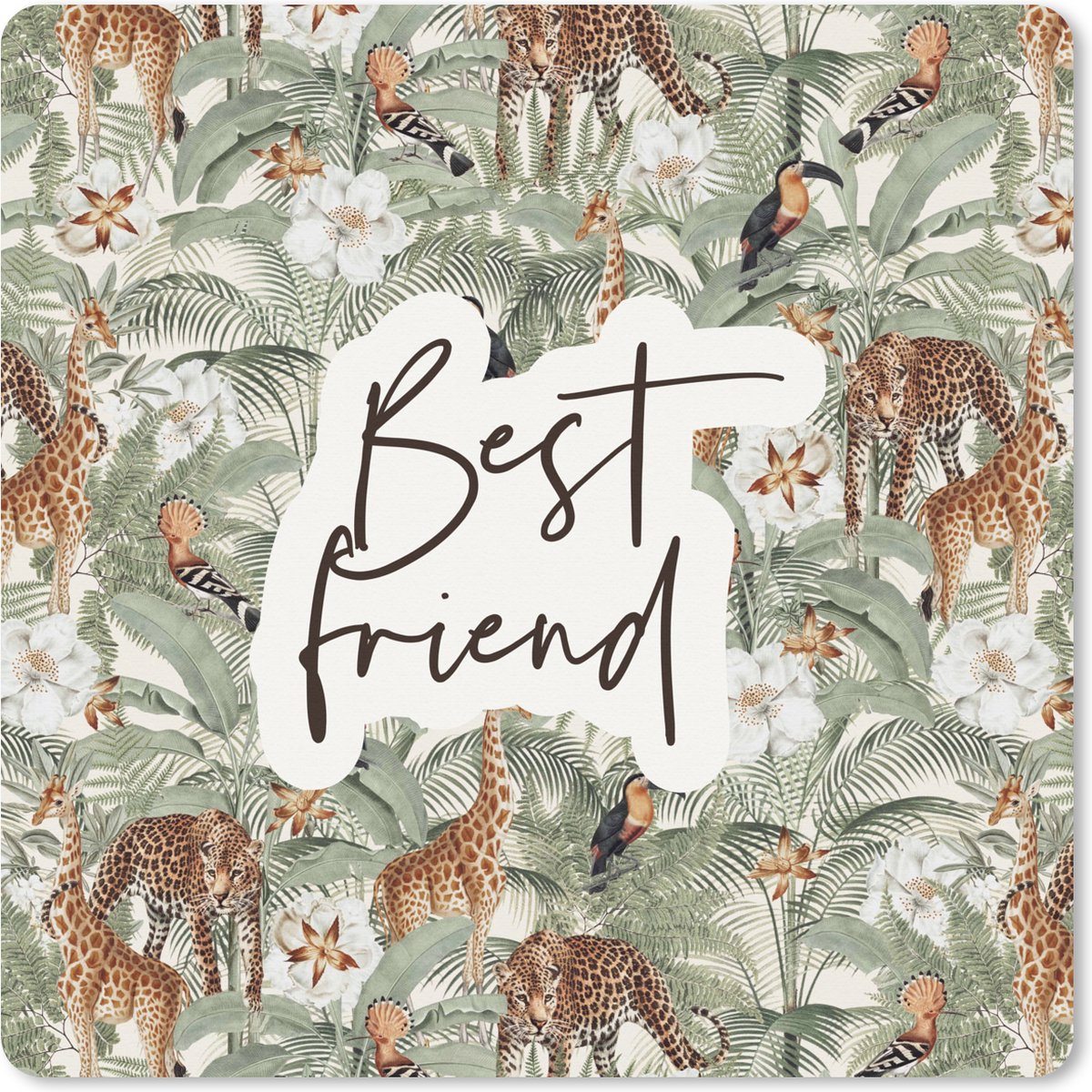 Muismat XXL 60x60 cm - Bureau onderlegger - Bureau mat Quotes- Best friend - Vrienden - Spreuken - BFF - Bureaumat - Gaming mousepad xl - Bureaulegger groot - Computer deskmat