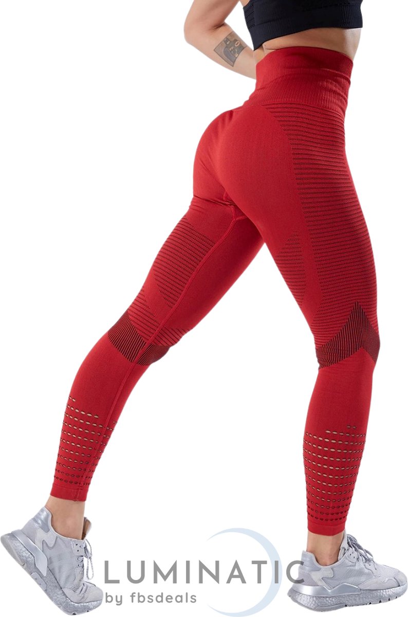 Sportlegging Dames - Yoga Legging - Fitness Legging - Legging Dames - Sport Legging - Shapewear Dames - Booty Legging | Luminatic® | Rood | Maat S
