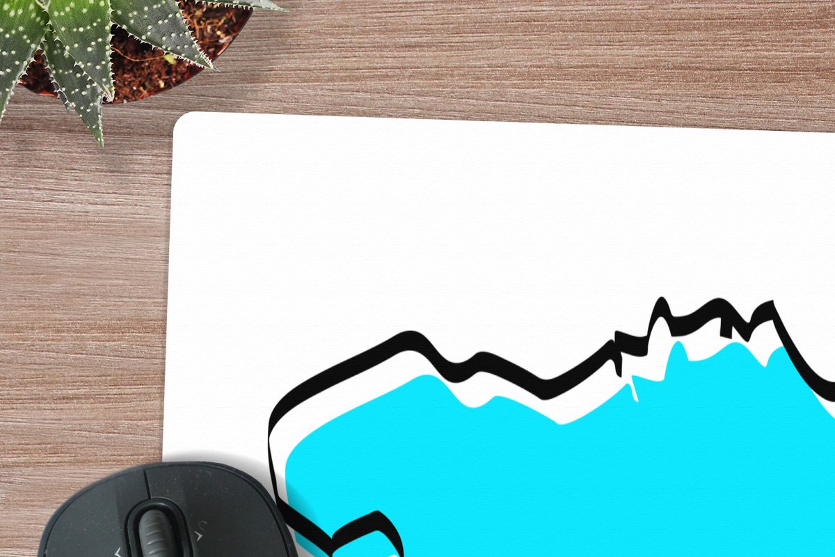 Muismat XXL 60x60 cm - Bureau onderlegger - Bureau mat Illustratie van België in het blauw - Bureaumat - Gaming mousepad xl - Bureaulegger groot - Computer deskmat