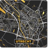 Muismat XXL - Bureau onderlegger - Bureau mat - Plattegrond - Utrecht - Goud - Zwart - 80x80 cm - XXL muismat