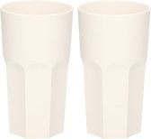2x stuks onbreekbaar retro drink glas wit kunststof 33 cl/330 ml - Onbreekbare drinkglazen