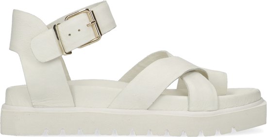 Sacha - Dames - Witte leren plateau sandalen - Maat 39