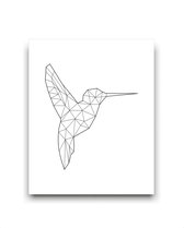 Schilderij  Lijnen Kolibrie / Hummingbird - Minimalistisch / Lijnen / 50x40cm