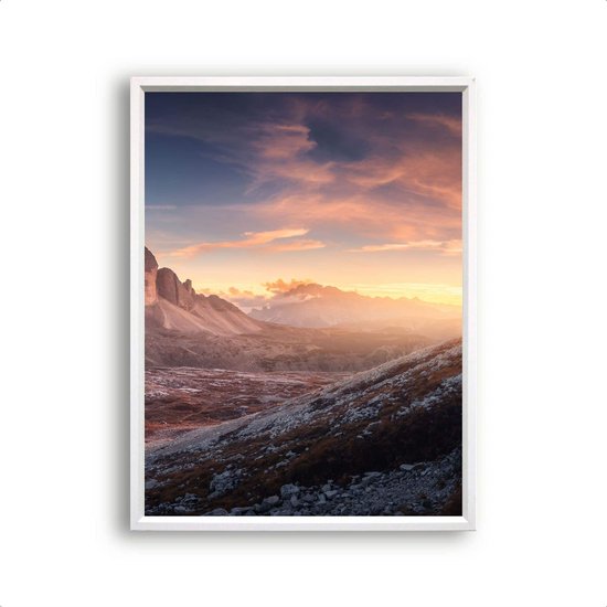 Poster Landschap met bergen en sneeuw Italy Dolomieten Rechts - Natuur / Landschap / 70x50cm