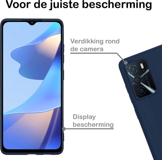 OPPO A16 Case Housse en Siliconen - OPPO A16 Case Cover Case Siliconen - Blauw foncé