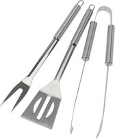 Ensemble d'outils pour BBQ/ barbecue 3 pièces en acier inoxydable - Pinces - Fourchette - Spatule