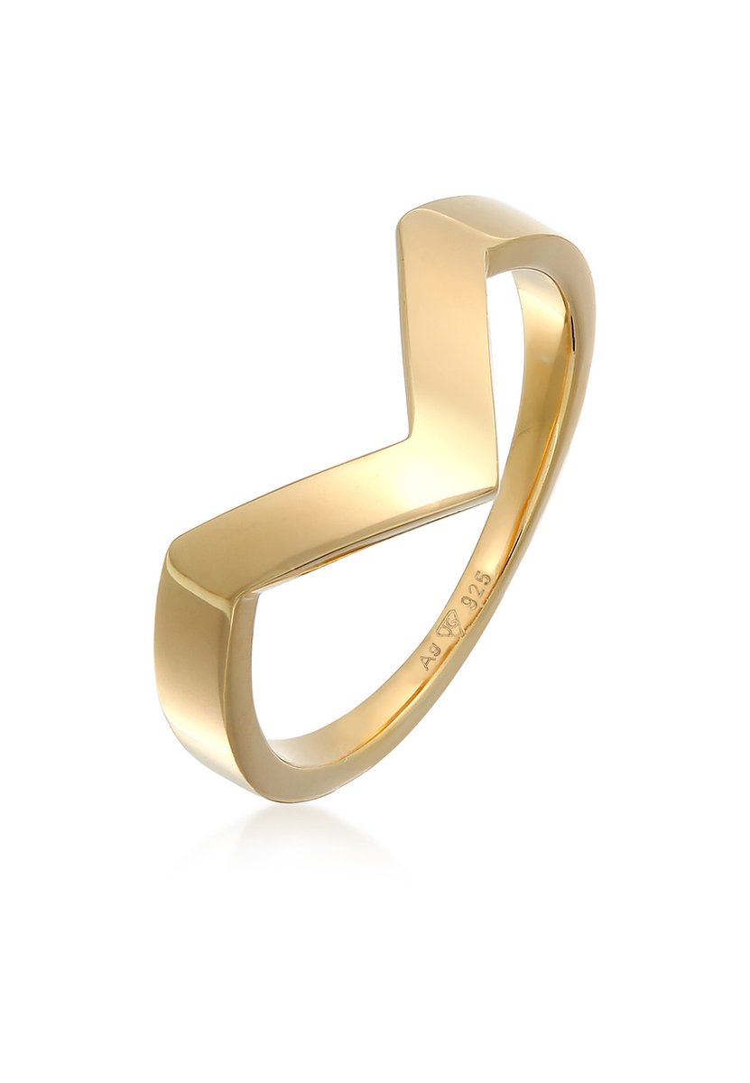 Elli PREMIUM - Ring - Elli PREMIUM Ring Dames V-vorm Geo Basis in 925 sterling zilver gerhodineerd - Dames