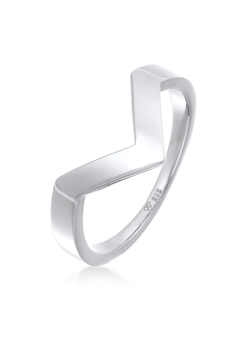 Elli PREMIUM - Ring - Elli PREMIUM Ring Dames V-vorm Geo Basis in 925 sterling zilver gerhodineerd - Dames
