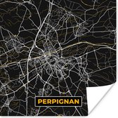 Poster Frankrijk – Perpignan - Kaart – Plattegrond – Stadskaart - 100x100 cm XXL