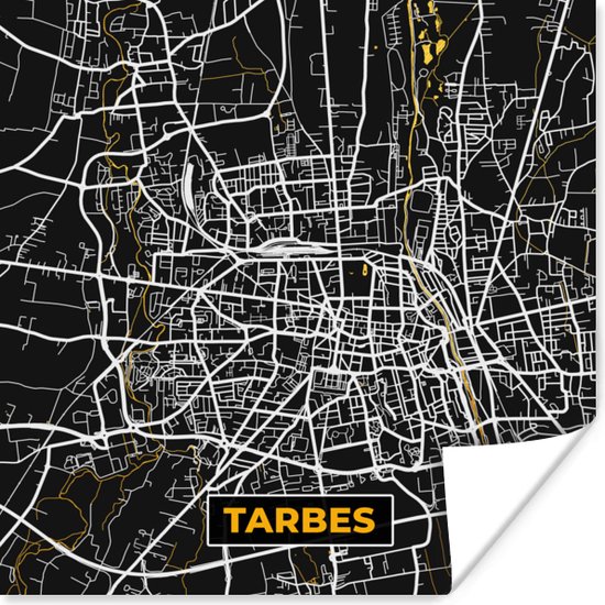 Poster Plattegrond – Kaart – Stadskaart – Frankrijk – Tarbes - 30x30 cm