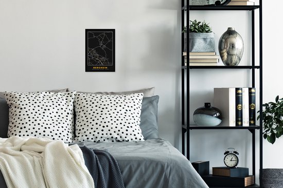 Cadre photo avec affiche - Allemagne - Black and Gold et or - Bergheim - Plan de la ville - Carte - Plan d'étage - 20x30 cm - Cadre pour affiche