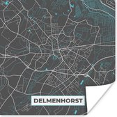 Poster Kaart – Plattegrond – Stadskaart – Delmenhorst – Duitsland – Blauw - 30x30 cm