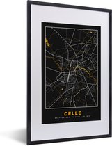 Fotolijst incl. Poster - Duitsland – Black and Gold – Celle – Stadskaart – Kaart – Plattegrond - 40x60 cm - Posterlijst