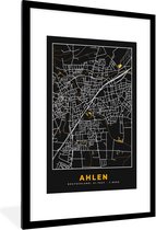 Fotolijst incl. Poster - Duitsland – Black and Gold – Ahlen – Stadskaart – Kaart – Plattegrond - 80x120 cm - Posterlijst