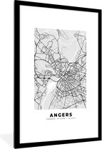 Fotolijst incl. Poster - Angers - Plattegrond - Frankrijk - Kaart - Stadskaart - 80x120 cm - Posterlijst
