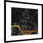 Fotolijst incl. Poster - Duitsland – Black and Gold – Neuwied – Stadskaart – Kaart – Plattegrond - 40x40 cm - Posterlijst