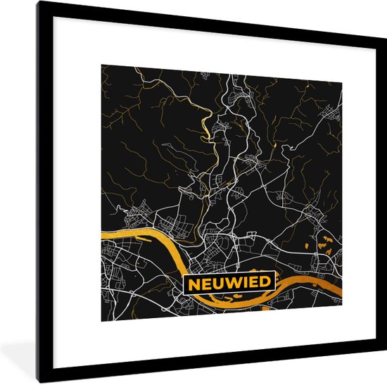 Fotolijst Incl Poster Duitsland Black And Gold Neuwied Stadskaart Kaart Bol Com