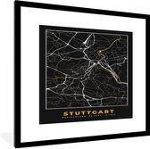 Fotolijst incl. Poster - Stuttgart - Goud - Plattegrond - Kaart - Stadskaart - Duitsland - 40x40 cm - Posterlijst