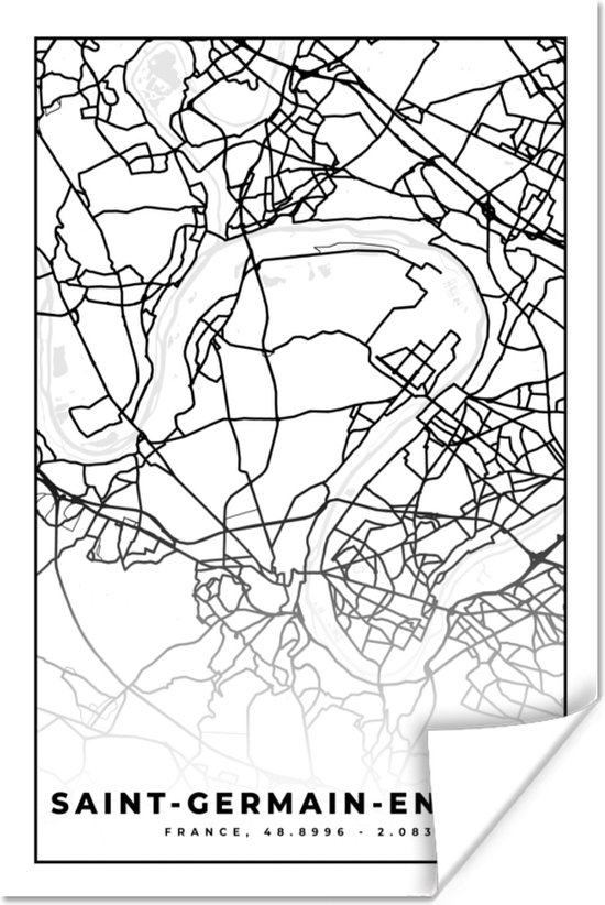 Affiche Carte Carte France SaintGermainenLaye Plan de ville