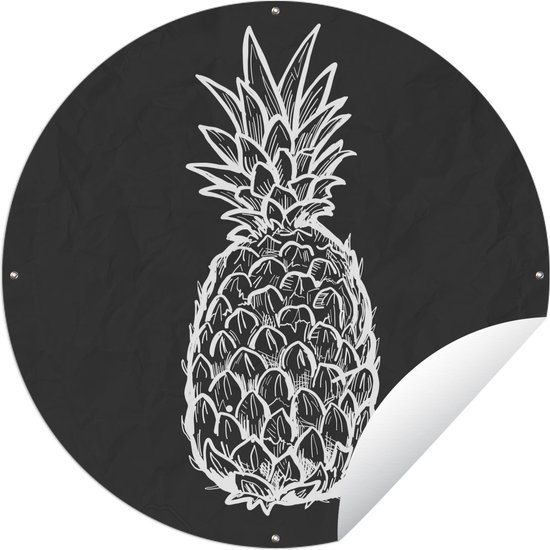 Cercle de jardin dessin d un ananas en noir et blanc 60x60 cm