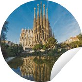 Tuincirkel Barcelona - Sagrada Familia - Water - 60x60 cm - Ronde Tuinposter - Buiten