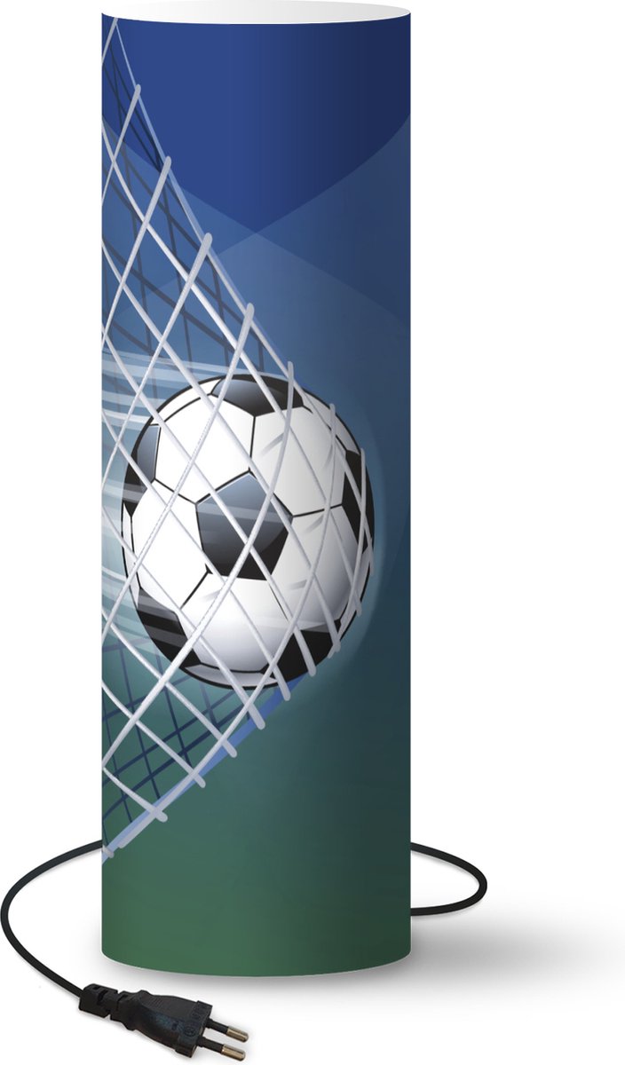 Lamp Voetbal illustratie - illustratie van voetbal in net lamp - 70 cm hoog - Ø22 cm - Inclusief LED lamp
