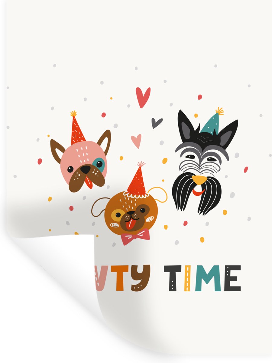 Muurstickers - Sticker Folie - Quotes - Honden - Feest - Pawty time - Spreuken - 120x160 c