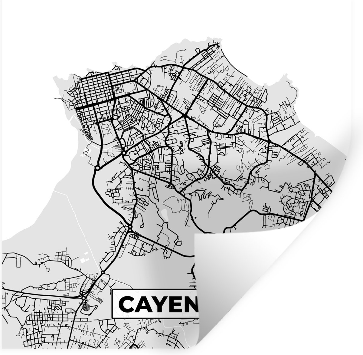Stickers muraux Carte Cayenne Plan de ville Carte France