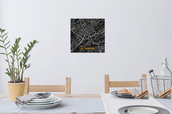 Muurstickers - Sticker Folie - Kaart – Stadskaart – Le Tampon - Plattegrond – Frankrijk - 30x30 cm - Plakfolie - Muurstickers Kinderkamer - Zelfklevend Behang - Zelfklevend behangpapier - Stickerfolie